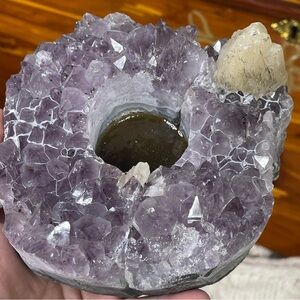 Discounted Amethyst crystal cluster candle holder